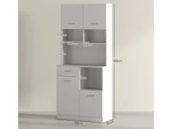 HOMCOM Küchenschrank Hochschrank MDF Weiß 80L x 35B x 180H cm< Küchenschränke