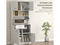 HOMCOM Küchenschrank Hochschrank MDF Weiß 80L x 35B x 180H cm< Küchenschränke