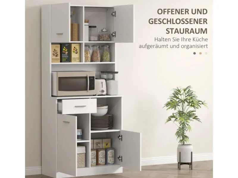 HOMCOM Küchenschrank Hochschrank MDF Weiß 80L x 35B x 180H cm< Küchenschränke
