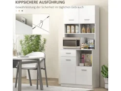 HOMCOM Küchenschrank Hochschrank MDF Weiß 80L x 35B x 180H cm< Küchenschränke