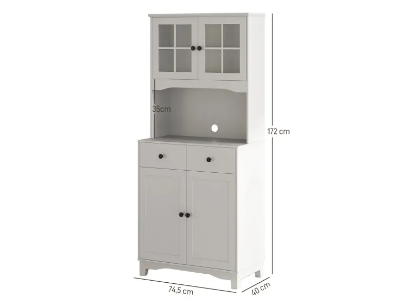 HOMCOM Küchenschrank Hochschrank Spanplatte Weiß 74,5L x 40B x 172H cm< Küchenschränke