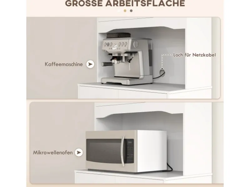 HOMCOM Küchenschrank Hochschrank Spanplatte Weiß 74,5L x 40B x 172H cm< Küchenschränke