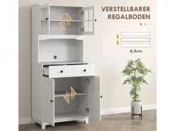 HOMCOM Küchenschrank Hochschrank Spanplatte Weiß 74,5L x 40B x 172H cm< Küchenschränke