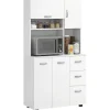 HOMCOM Küchenschränke<Küchenschrank MDF Spanplatte 89L x 39,5B x 168H cm Weiß