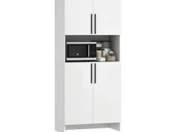 HOMCOM Küchenschrank Spanlatte 79L x 40B x 175H cm Weiß< Küchenschränke