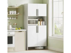 HOMCOM Küchenschrank Spanlatte 79L x 40B x 175H cm Weiß< Küchenschränke
