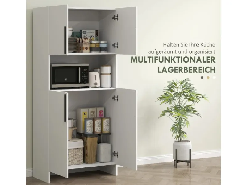 HOMCOM Küchenschrank Spanlatte 79L x 40B x 175H cm Weiß< Küchenschränke