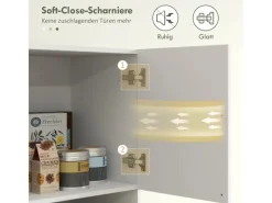 HOMCOM Küchenschrank Spanlatte 79L x 40B x 175H cm Weiß< Küchenschränke