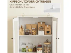 Online HOMCOM Küchenschrank Spanplatte Glas 59L x 30B x 170H cm Weiß