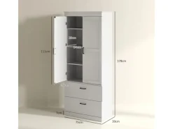 HOMCOM Küchenschränke<Küchenschrank Spanplatte MDF 75L x 39B x 178H cm Cremeweiß