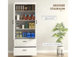 HOMCOM Küchenschränke<Küchenschrank Spanplatte MDF 75L x 39B x 178H cm Cremeweiß