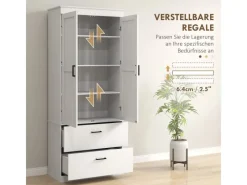 HOMCOM Küchenschränke<Küchenschrank Spanplatte MDF 75L x 39B x 178H cm Cremeweiß