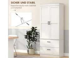 HOMCOM Küchenschränke<Küchenschrank Spanplatte MDF 75L x 39B x 178H cm Cremeweiß