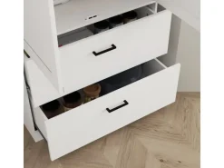 HOMCOM Küchenschränke<Küchenschrank Spanplatte MDF 75L x 39B x 178H cm Cremeweiß