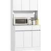HOMCOM Küchenschränke<Küchenschrank Spanplatte MDF 100L x 38B x 180H cm Weiß
