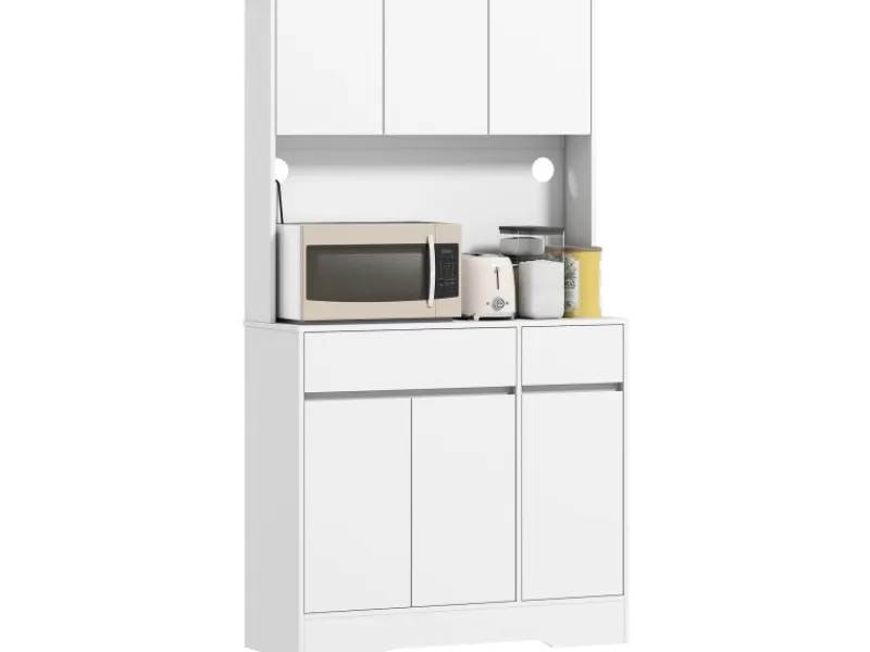 HOMCOM Küchenschränke<Küchenschrank Spanplatte MDF 100L x 38B x 180H cm Weiß