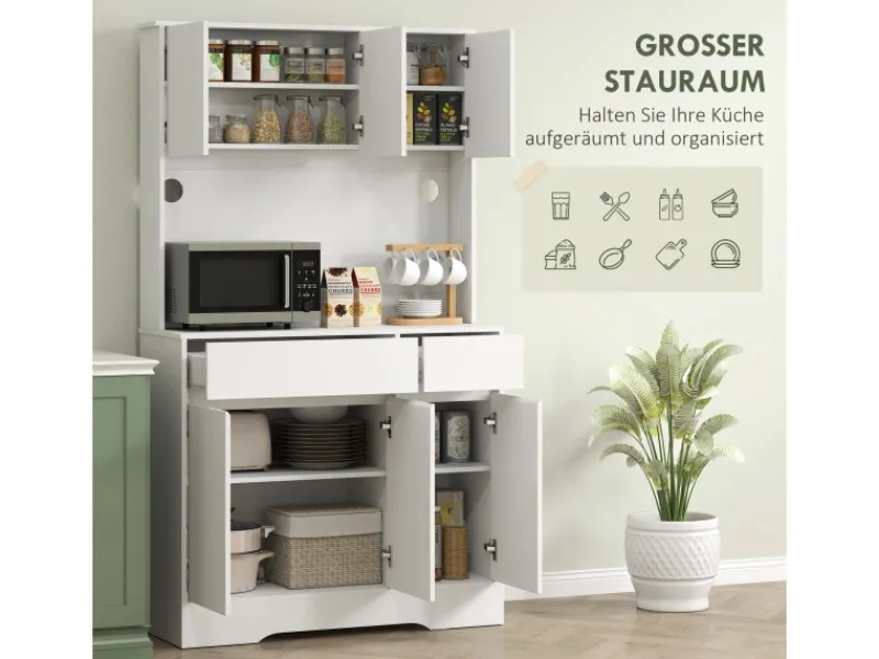 HOMCOM Küchenschränke<Küchenschrank Spanplatte MDF 100L x 38B x 180H cm Weiß