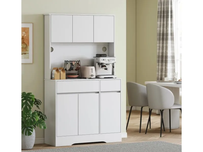 HOMCOM Küchenschränke<Küchenschrank Spanplatte MDF 100L x 38B x 180H cm Weiß