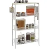HOMCOM Servierwagen<Küchenwagen mit 3 Ebenen Korb Arbeitsplatte Stahl 58 x 18,5 x 87 cm Weiß