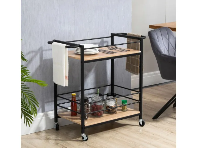 HOMCOM Küchenwagen mit 2 Ebenen Spanplatte 82 x 40 x 75 cm< Schneidebretter|Kühlschränke