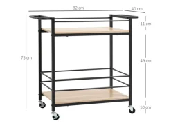 HOMCOM Küchenwagen mit 2 Ebenen Spanplatte 82 x 40 x 75 cm< Schneidebretter|Kühlschränke