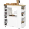 HOMCOM Servierwagen|Schneidebretter<Küchenwagen mit Arbeitsplatte Spanplatte Eiche 83L x 40B x 83H cm