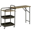 HOMCOM Servierwagen<Küchenwagen mit Klappbarer Tischplatte Rustikal-Braun 118 x 36,5 x 82cm