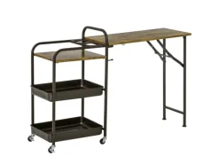 HOMCOM Servierwagen<Küchenwagen mit Klappbarer Tischplatte Rustikal-Braun 118 x 36,5 x 82cm
