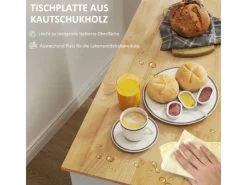 Discount HOMCOM Küchenwagen Spanplatte Gummiholz Eiche 107L x 50B x 85H cm