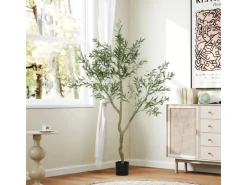 HOMCOM Töpfe<Künstlicher Olivenbaum Groß 180 cm Kunstpflanze Künstliche Pflanzen