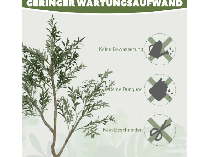 HOMCOM Töpfe<Künstlicher Olivenbaum Groß 180 cm Kunstpflanze Künstliche Pflanzen