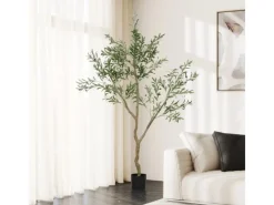 HOMCOM Töpfe<Künstlicher Olivenbaum Groß 180 cm Kunstpflanze Künstliche Pflanzen