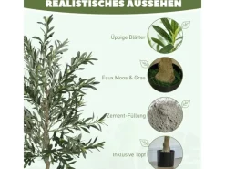 HOMCOM Künstlicher Olivenbaum Groß 180 cm Plastik Künstliche Pflanzen< Töpfe