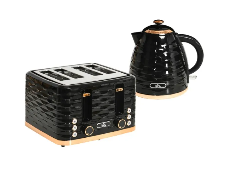 HOMCOM Haushaltsgeräte<Kocher-Toaster-Set Kunststoff Stahl 24,1L x 19,5B x 23,2H cm Schwarz