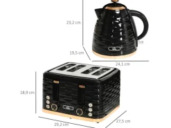 HOMCOM Haushaltsgeräte<Kocher-Toaster-Set Kunststoff Stahl 24,1L x 19,5B x 23,2H cm Schwarz