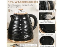 HOMCOM Haushaltsgeräte<Kocher-Toaster-Set Kunststoff Stahl 24,1L x 19,5B x 23,2H cm Schwarz