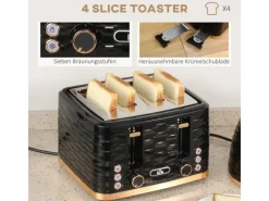HOMCOM Haushaltsgeräte<Kocher-Toaster-Set Kunststoff Stahl 24,1L x 19,5B x 23,2H cm Schwarz