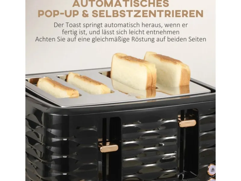 HOMCOM Haushaltsgeräte<Kocher-Toaster-Set Kunststoff Stahl 24,1L x 19,5B x 23,2H cm Schwarz