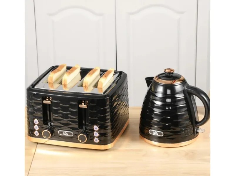 HOMCOM Haushaltsgeräte<Kocher-Toaster-Set Kunststoff Stahl 24,1L x 19,5B x 23,2H cm Schwarz