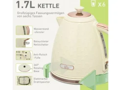 HOMCOM Haushaltsgeräte<Kocher-Toaster-Set Kunststoff Stahl 24,2L x 19,5B x 23,4H cm Beige