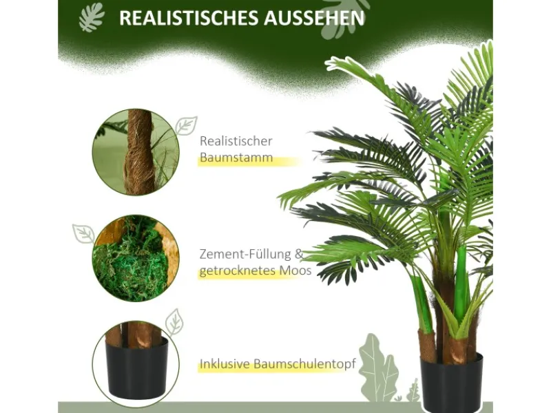 HOMCOM Kunstpflanze mit 27 Zweige Kunststoff Zement Ø16 x 100H cm< Töpfe