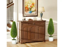 HOMCOM Kunstpflanze Zypresse 2er-Set  90 cm im Topf mit Kunstmoos< Töpfe