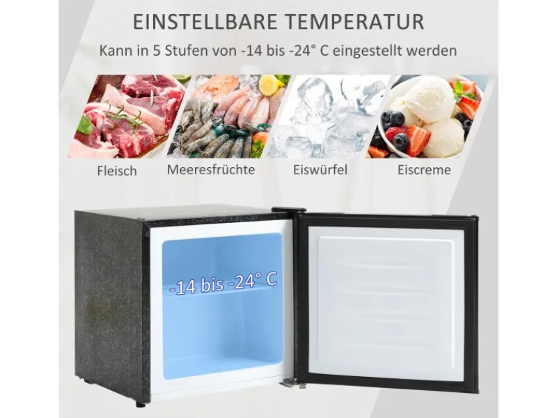 HOMCOM Mini Gefrierschrank Stahl Kunststoff Schwarz 47L x 44,2B x 48,8H cm< Gefrierschränke
