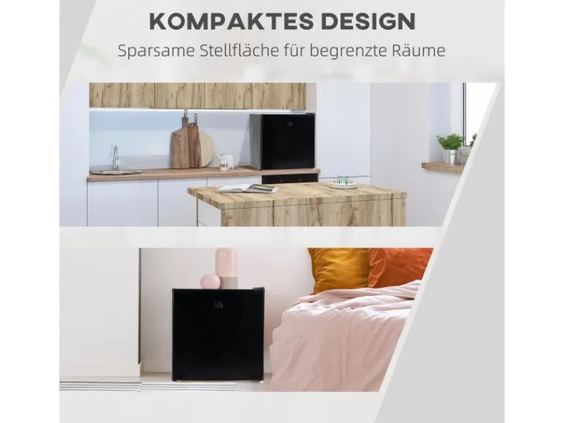 HOMCOM Mini Gefrierschrank Stahl Kunststoff Schwarz 47L x 44,2B x 48,8H cm< Gefrierschränke