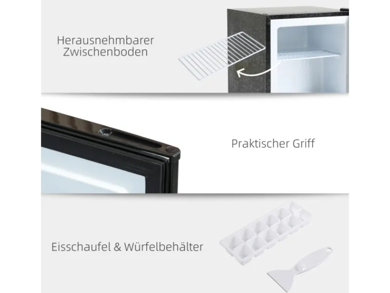 HOMCOM Mini Gefrierschrank Stahl Kunststoff Schwarz 47L x 44,2B x 48,8H cm< Gefrierschränke