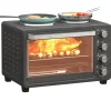 Online HOMCOM Minibackofen Edelstahl Hartglas Schwarz 48,6L x 36,3B x 33H cm