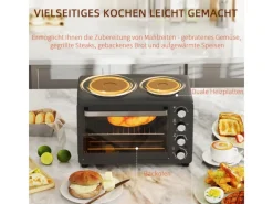 Online HOMCOM Minibackofen Edelstahl Hartglas Schwarz 48,6L x 36,3B x 33H cm