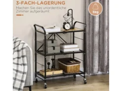 HOMCOM Rollwagen mit 3 Ebenen< Küchenregale