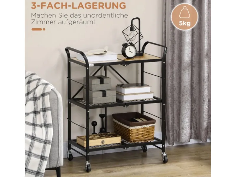 HOMCOM Rollwagen mit 3 Ebenen< Küchenregale
