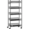 HOMCOM Servierwagen<Servierwagen mit Haken Stahl Schwarz 45L x 26,5B x 106H cm